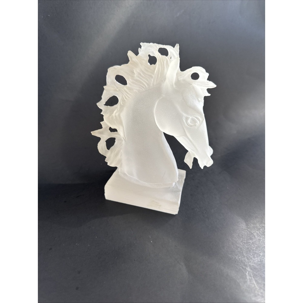 Vintage Frosted Acrylic Lucite Horse Sculpture Art Figure Monique Style 6.5" Tal